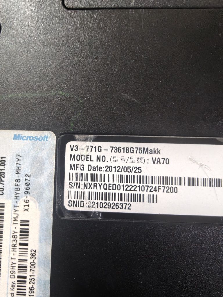 Acer v3-771G без зарядного