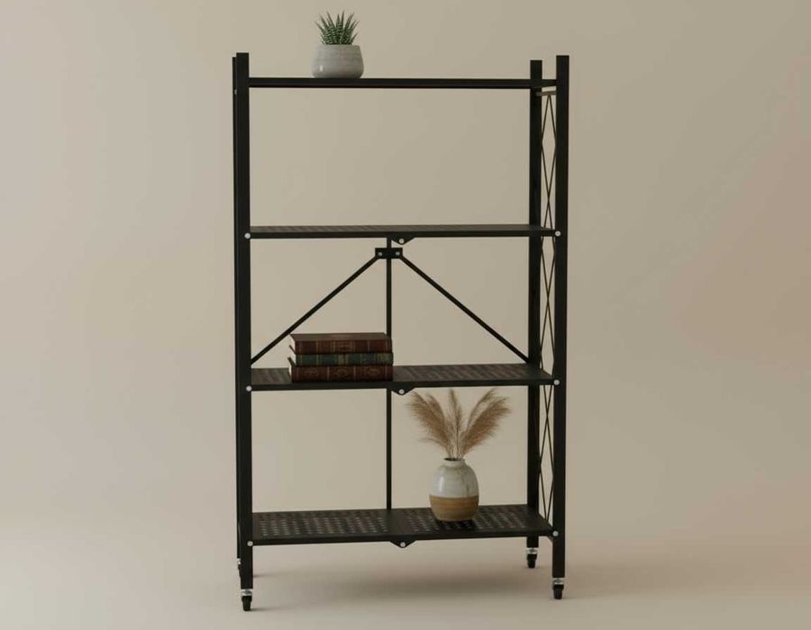 Songmics Regał Metalowy Składany Mobilny Półki Szafka