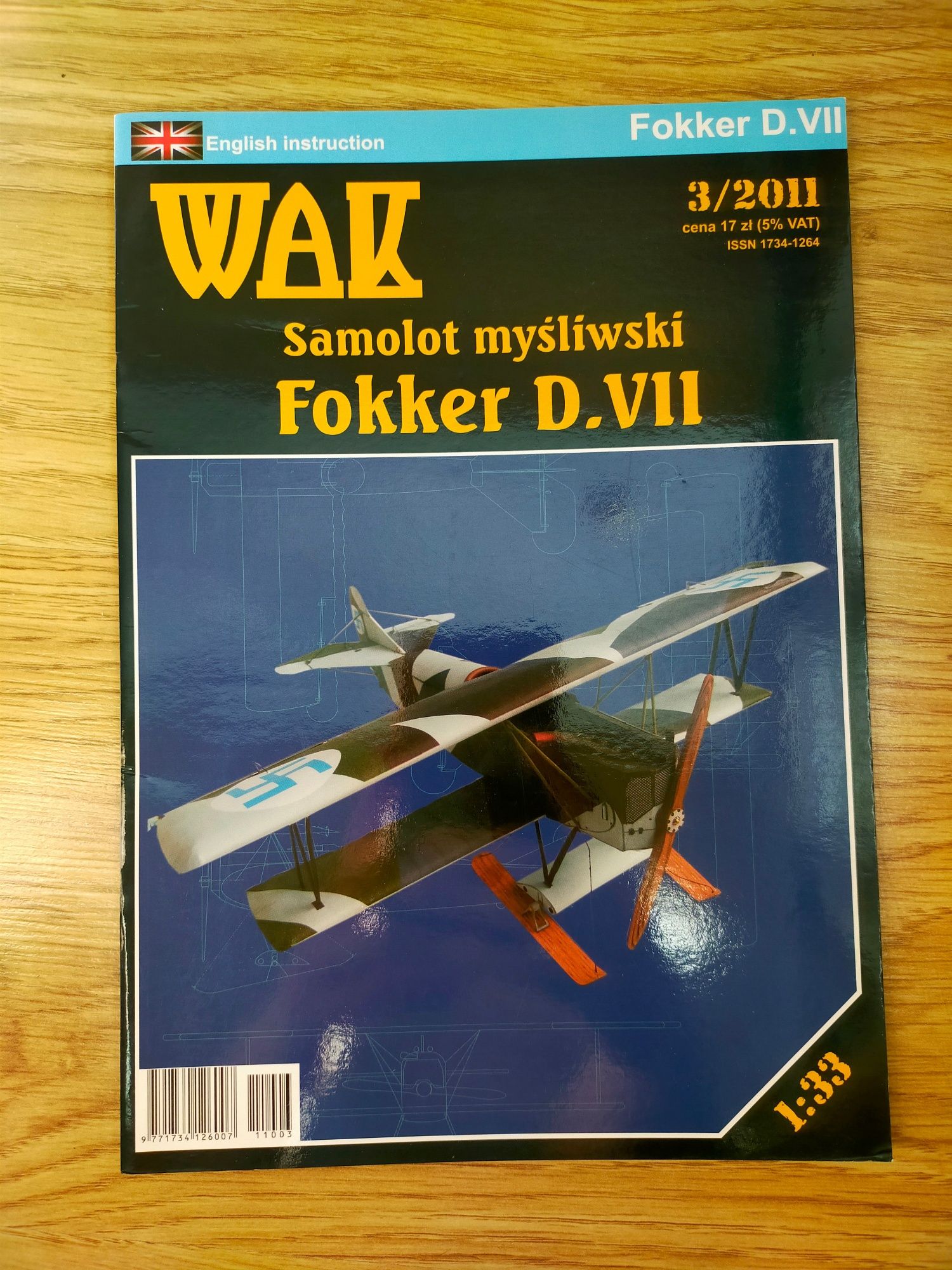 Model kartonowy Samolot Fokker D.VII WAK 1:33