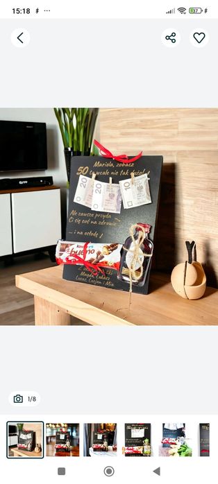 Tabliczka urodzinowa kartka na pieniądze