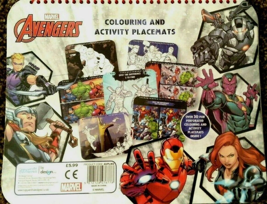 Livro de colorir e actividades Avengers Marvel