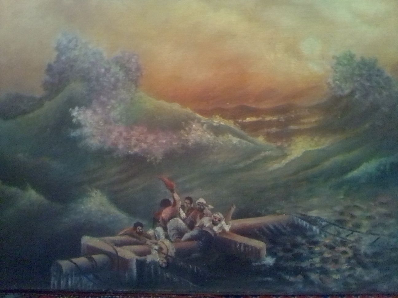 Картина маслом на холсте "Девятый вал" 90 х 60 доставка приз - корабль