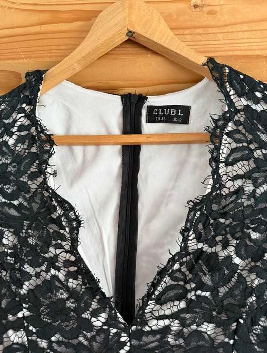 Sukienka maxi weselna elegancka długa koronka na weselę półmetek L/40