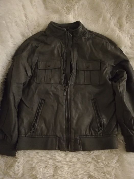 kurtka 140/146 eco skóra szara jesień, kurtka 140/146 szara wiosna