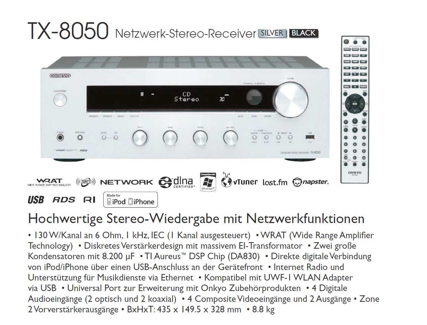 Receiver Onkyo TX-8050 Stereo 2.1