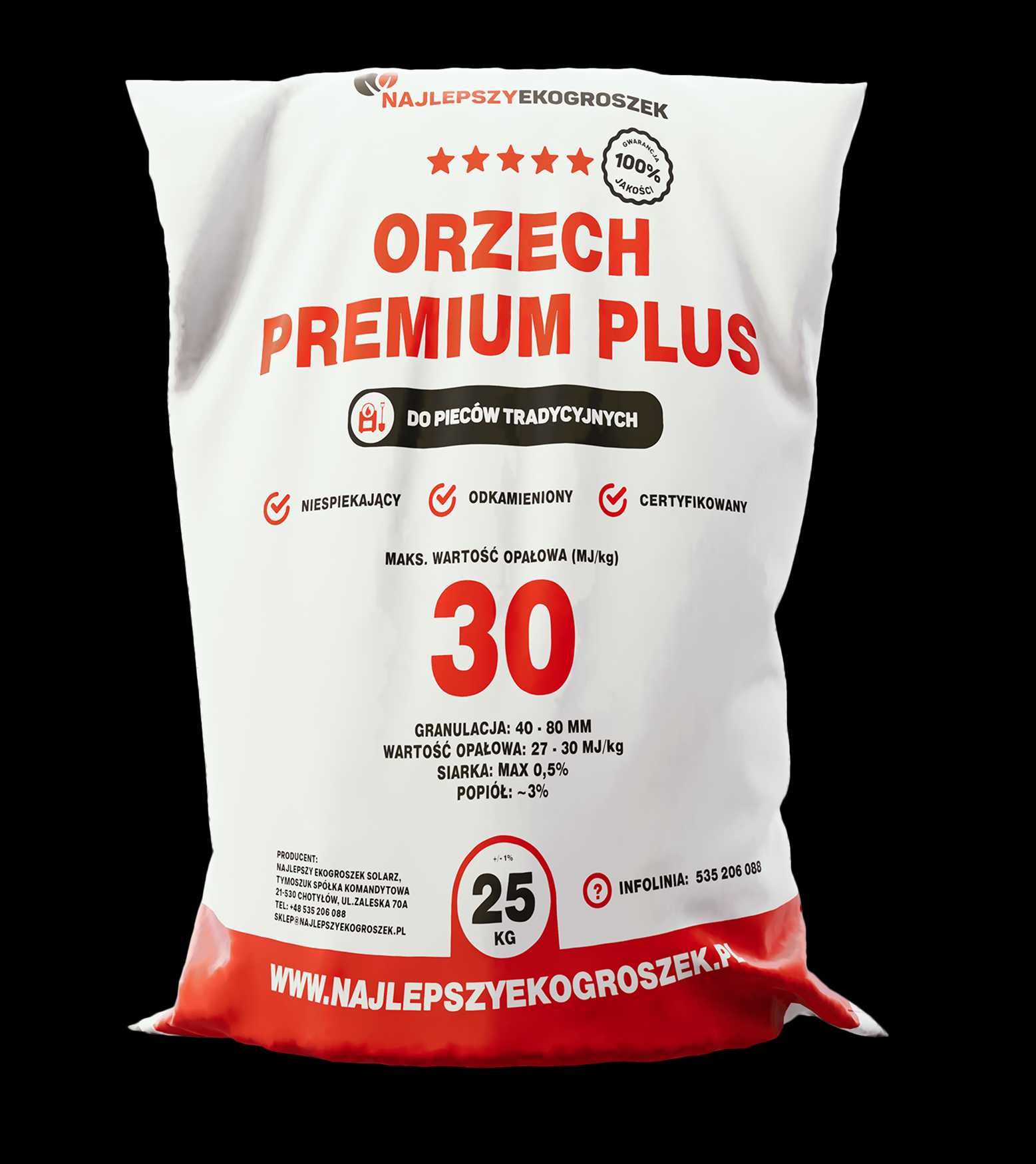 Orzech Premium Plus 27-30 MJ/kg tona workowany Najlepszy ekogroszek