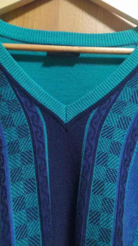 turkusowy welniany vintage sweter