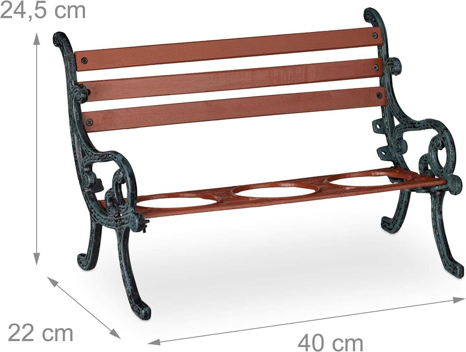 Stojak na doniczki mini ławka żeliwne drewniane do do ogrodu