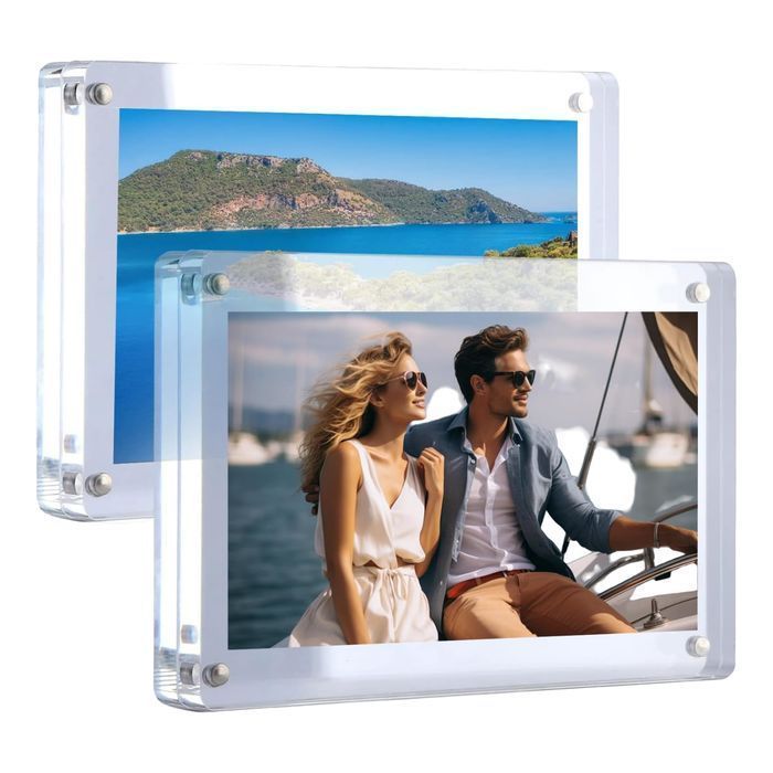 Akrylowa Ramka na Zdjęcia Bezramkowa Dwustronna Magnetyczna 2 szt