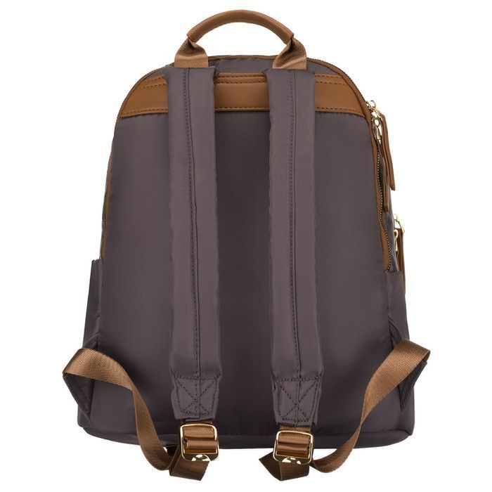 Szary, miejski plecak damski z poliestru zamykany suwakami - Peterson