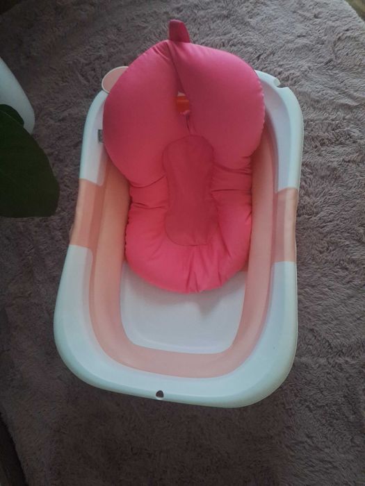 Składana wanienka dla niemowląt + poduszka kąpielowa – stan idealny