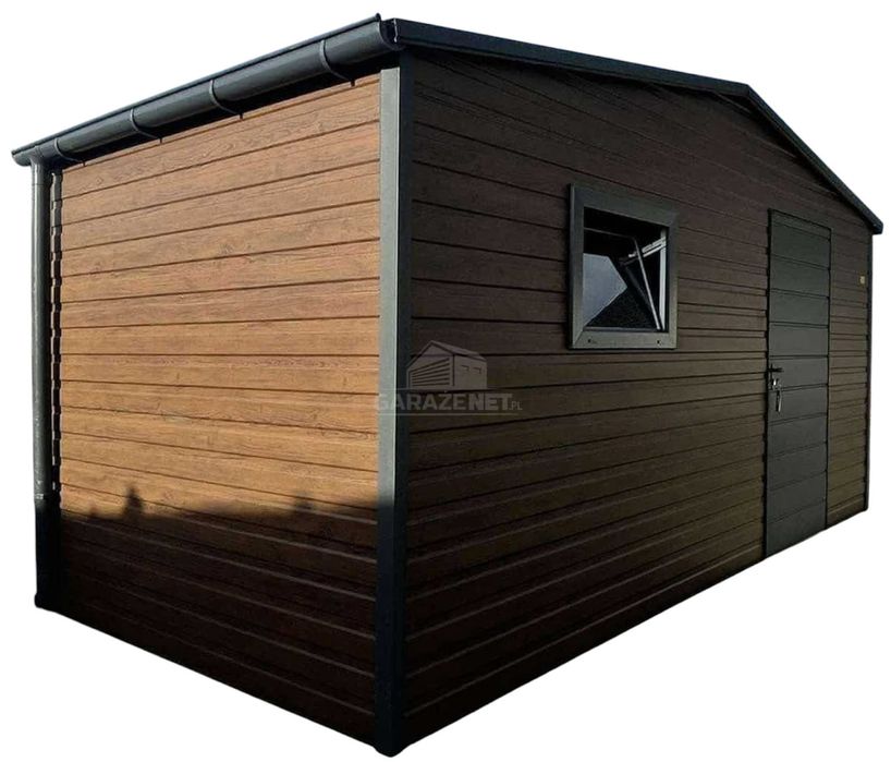 Schowek Domek Ogrodowy 5X2,5M Drewnopodobny Antracyt Dwuspad Ts1003