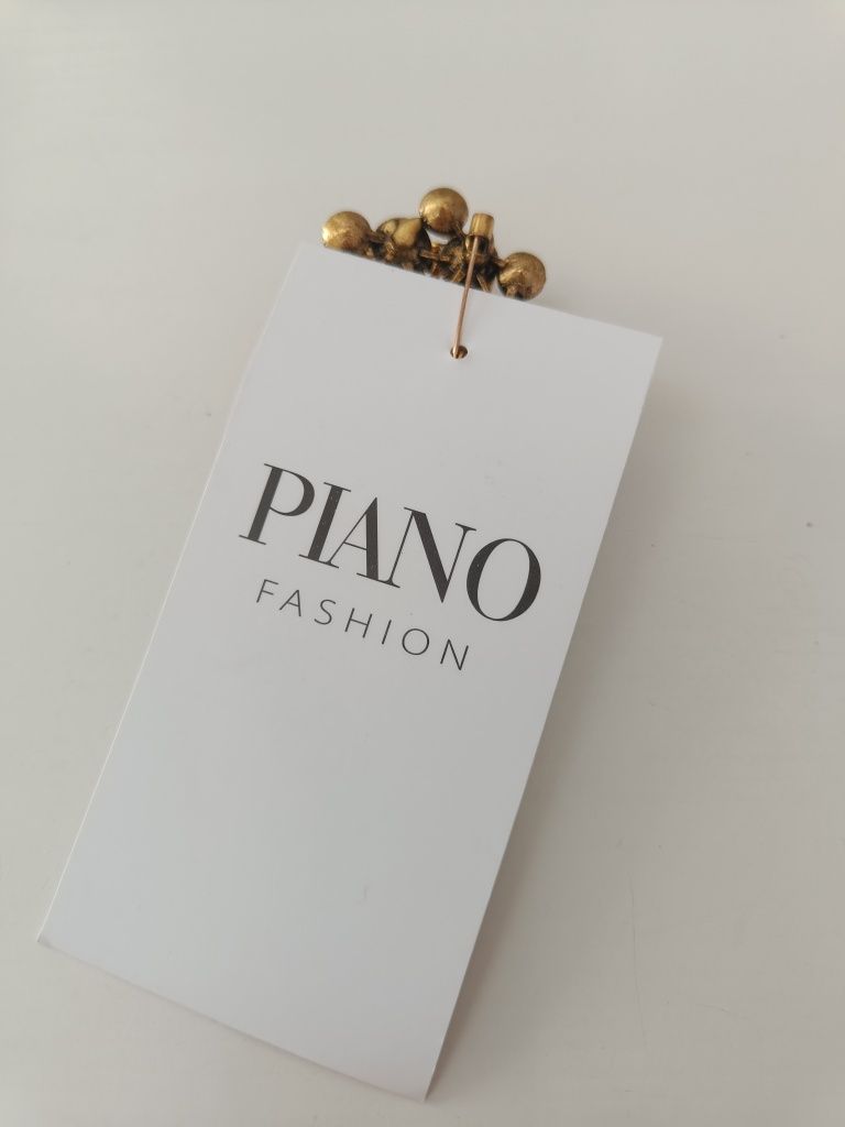 Piano Fashion broszka brązowa cyrkonie