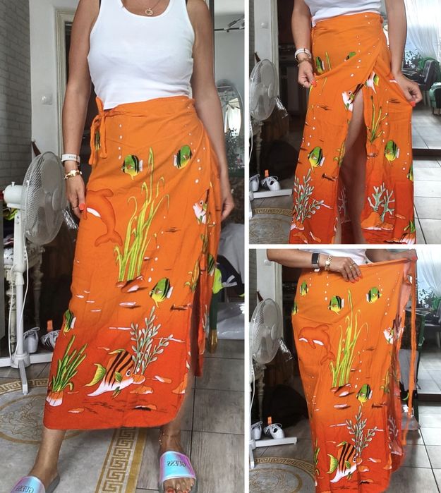 Narzutka, przeplatana wiazana spodnica plazowa S-L