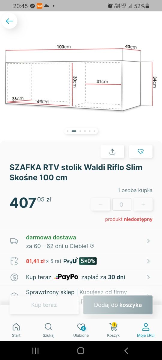 Szafka rtv wisząca