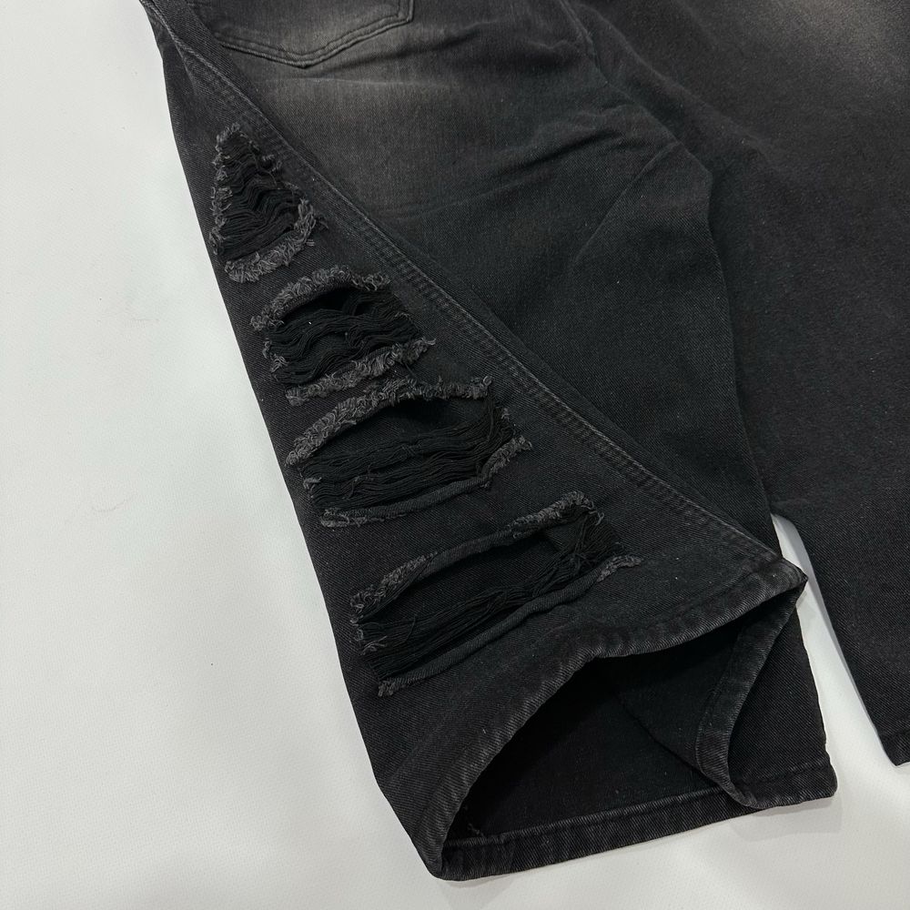 Baggy distressed opium y2k shorts опіум широкі подерті чорні шорти