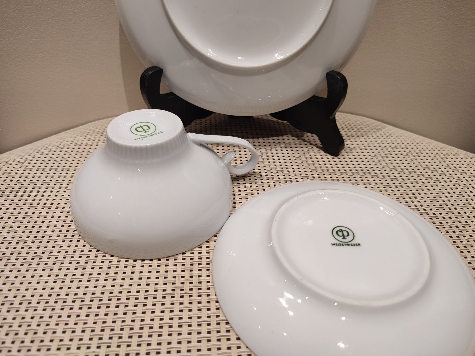Śliczne stare trio porcelana Weisswasser