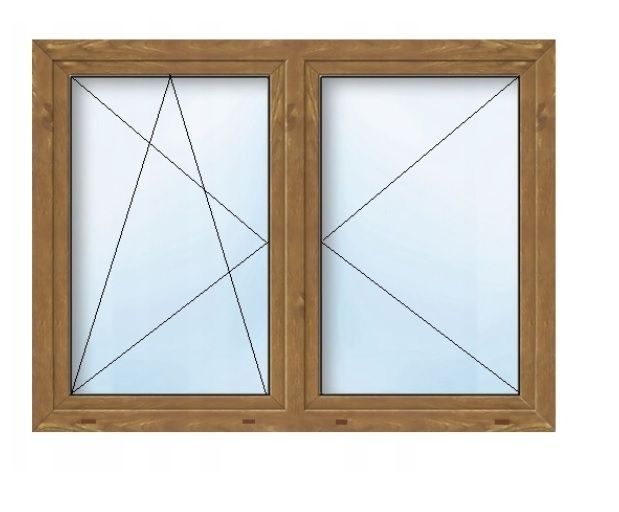 Okno PCV 1465 x 1435 70mm 6-komorowe 2-szybowe 1x złoty dąb 150x150