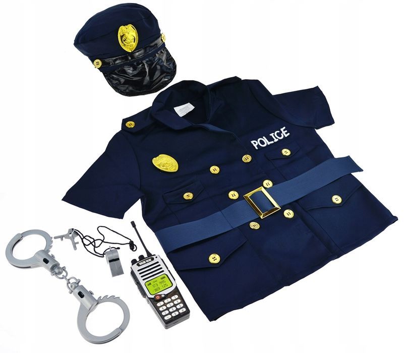 Strój Policjanta Kostium Przebranie Akcesoria Czapka Mały Policjant