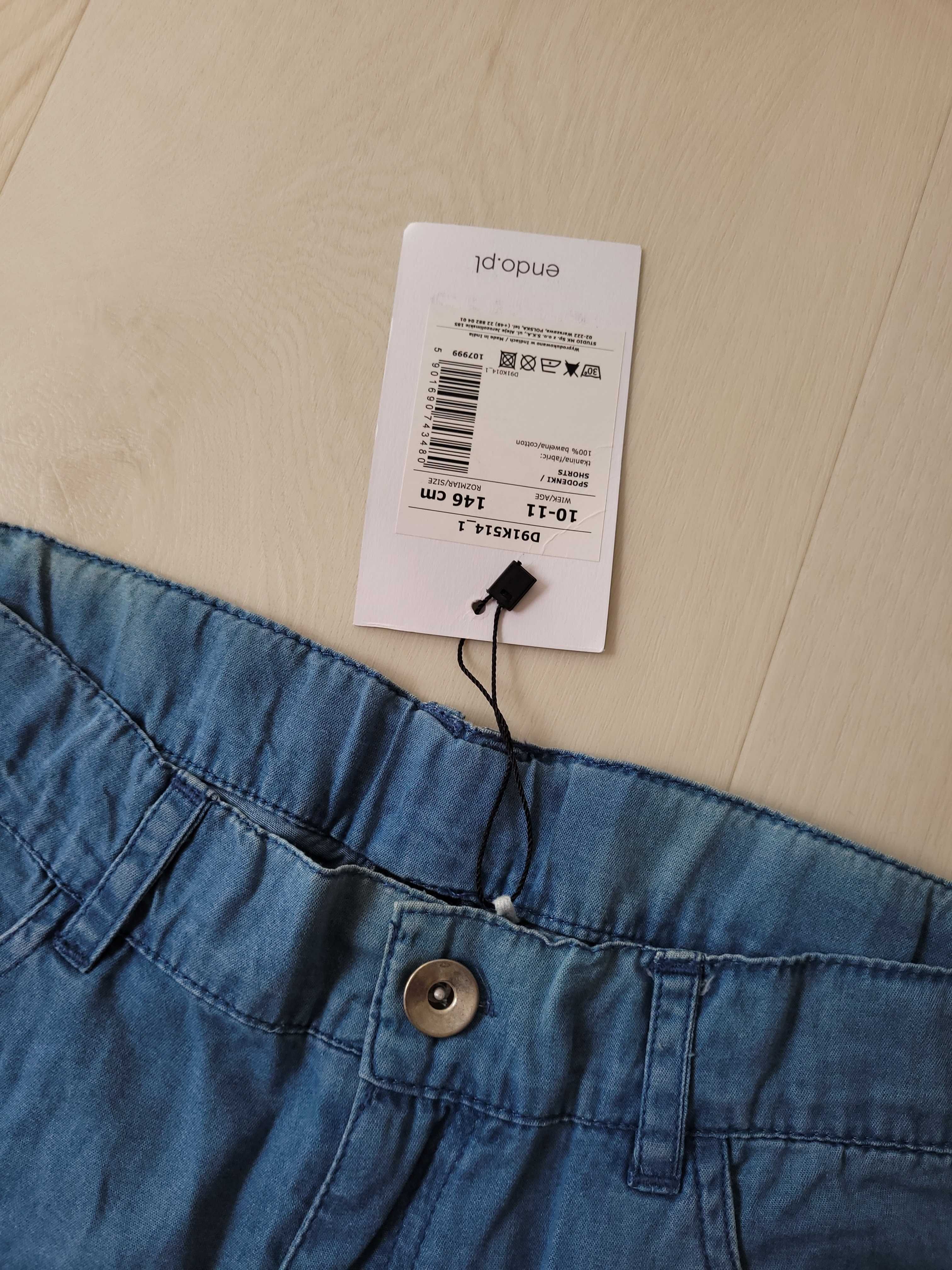 NOWE krótkie spodenki szorty jeans ENDO 146 cm 10-11