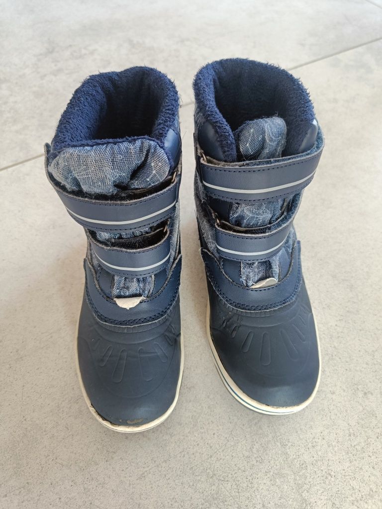 Granatowe śniegowce chłopięce, kozaki, buty zimowe, r. 31