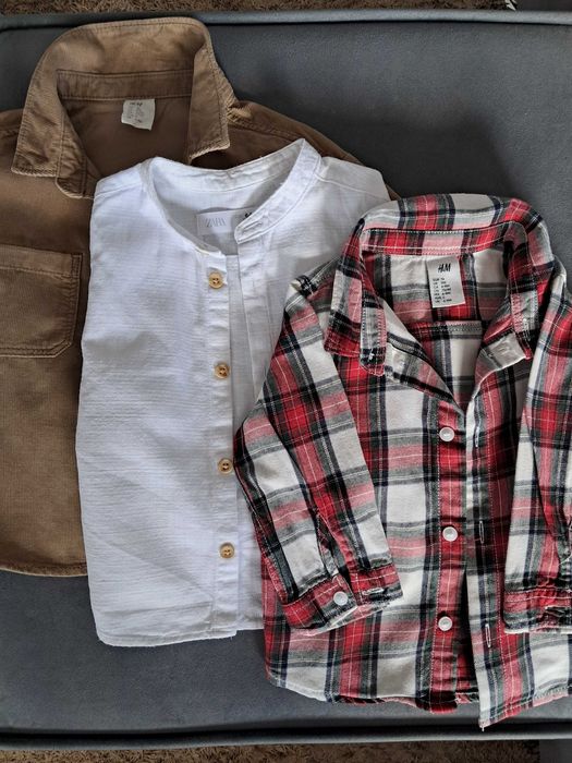 Koszule chłopięce, r.74, Zara, h&m
