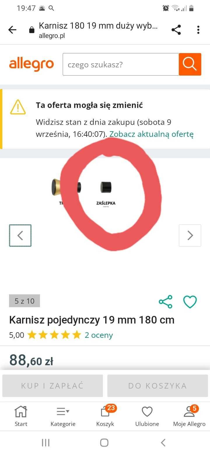 Karnisz pojedynczy czarny na przelotki 19mm/ 180 cm NOWY