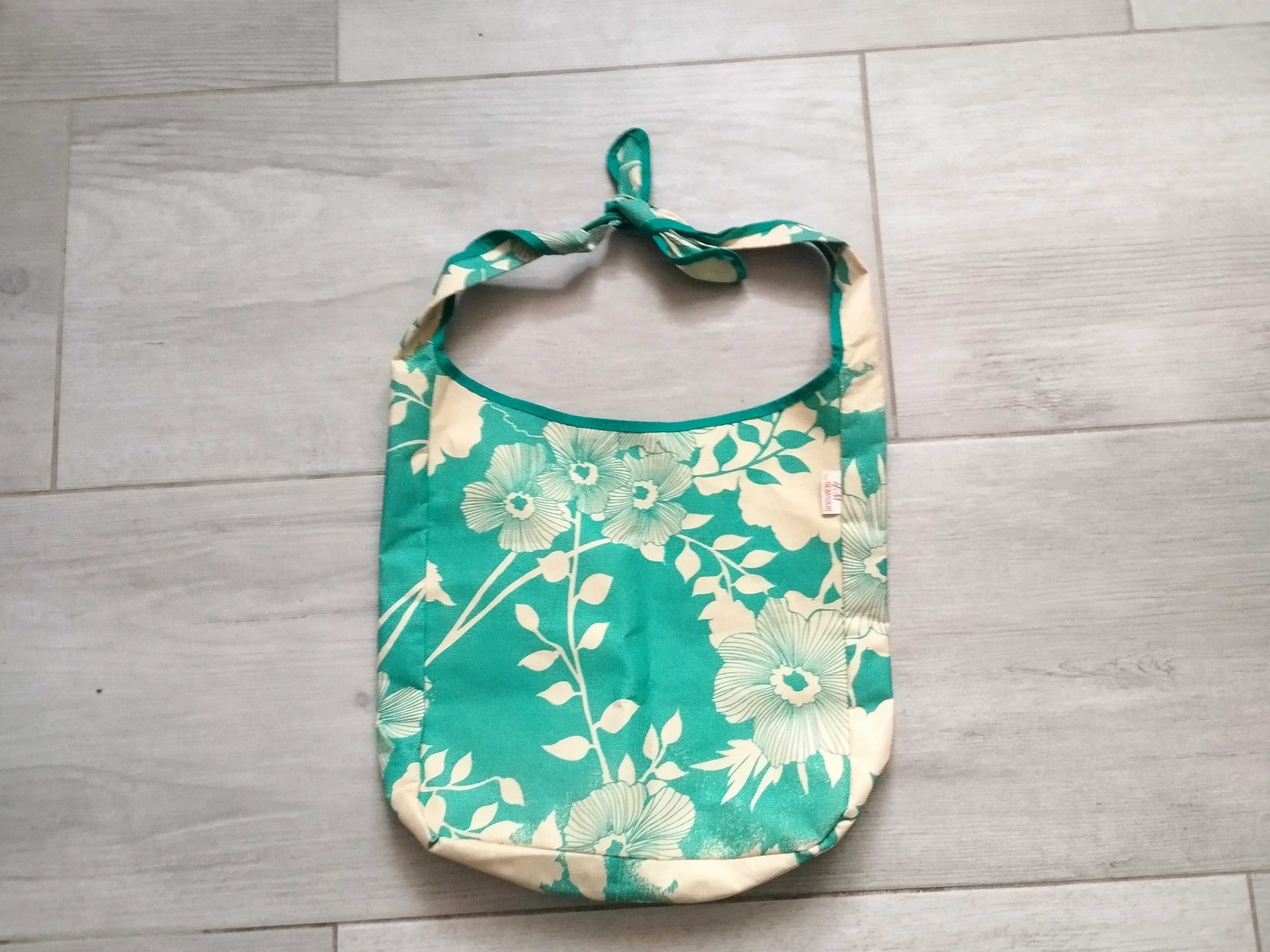 Torebka plażowa HM H&M duża ok. 30 x 30 cm torba na ramię wiązana