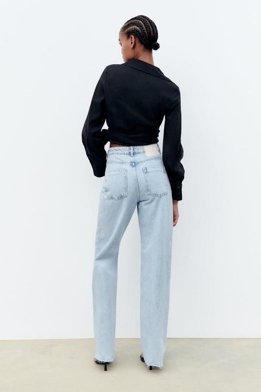 Джинси straight Zara прямі з необробленим краєм