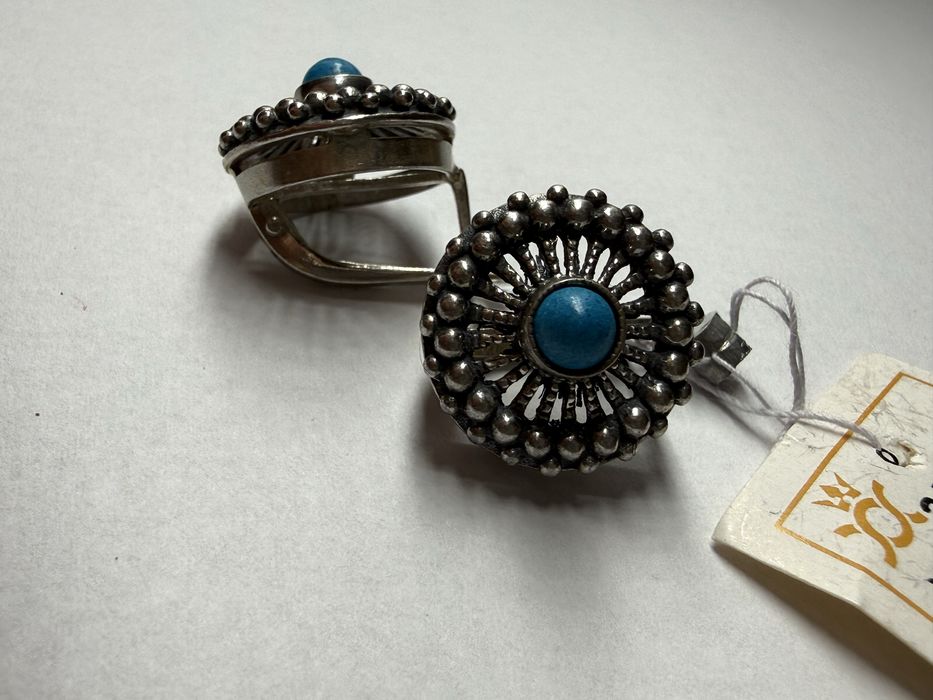 НОВІ срібні сережки з бірюзою ВІНТАЖ 925 проба