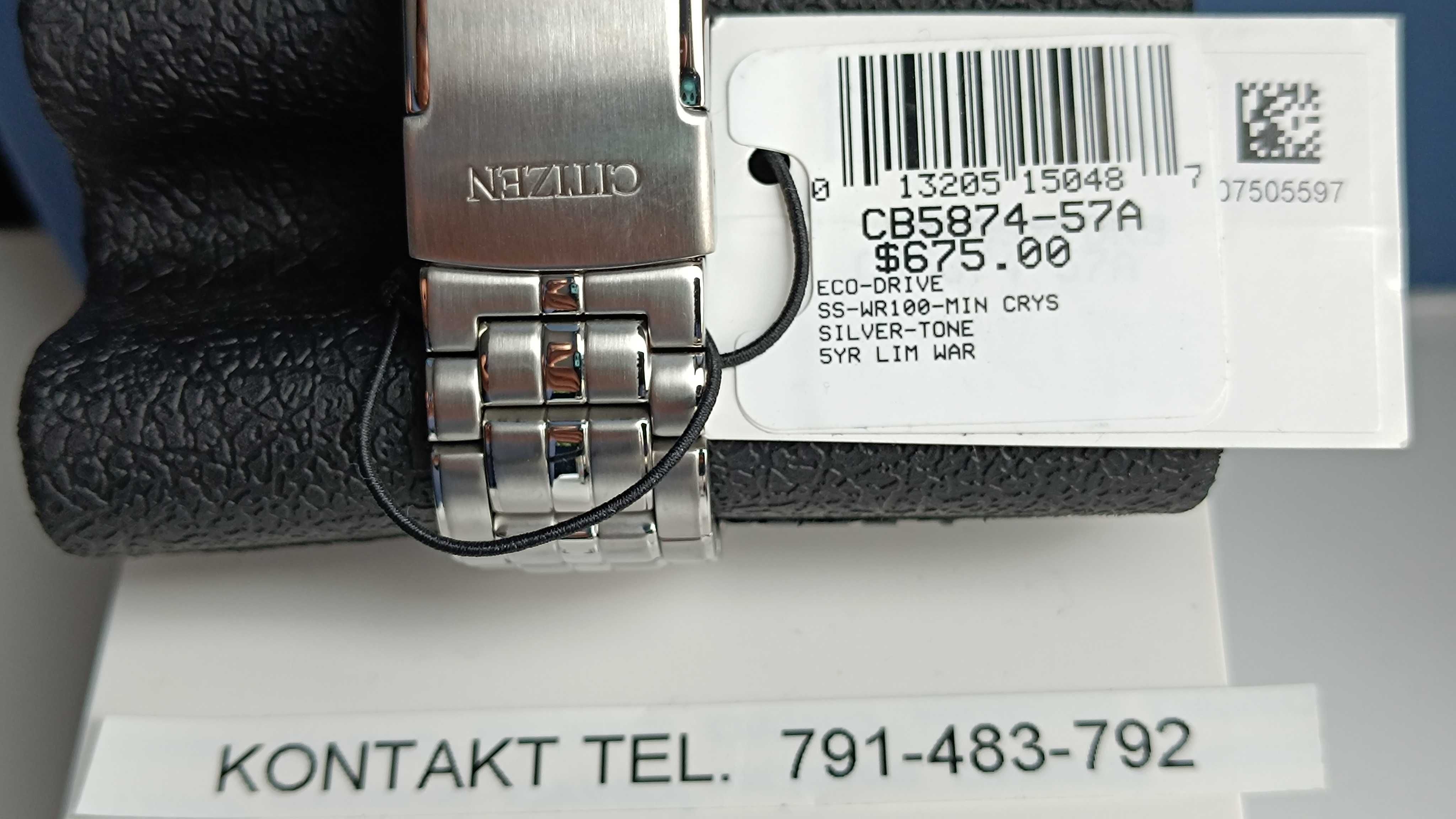 Nowy męski zegarek CITIZEN Oryginalny Gwarancja CB5874-57A Biały