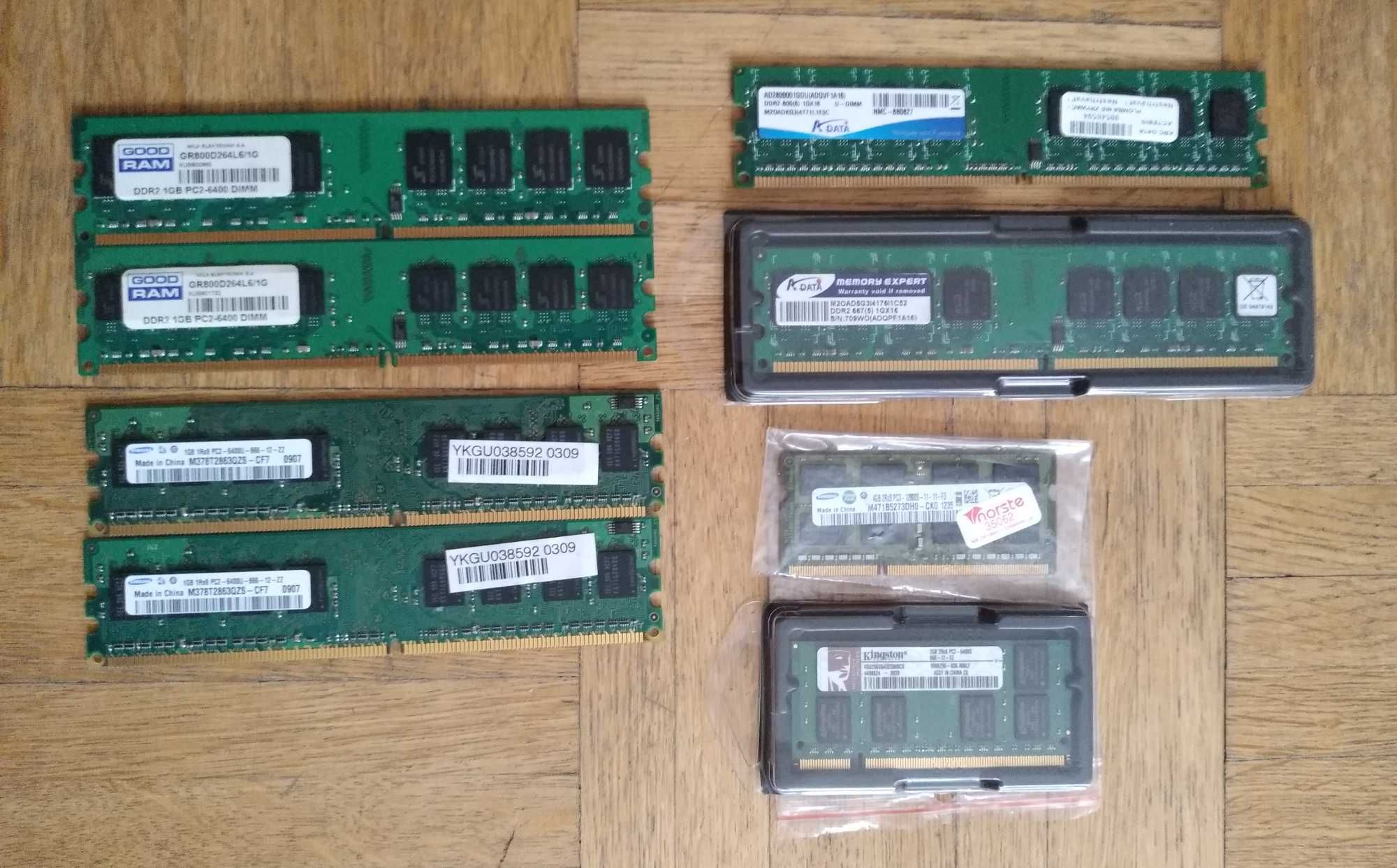 Zestaw sprawnych kart RAM do komputerów i laptopów