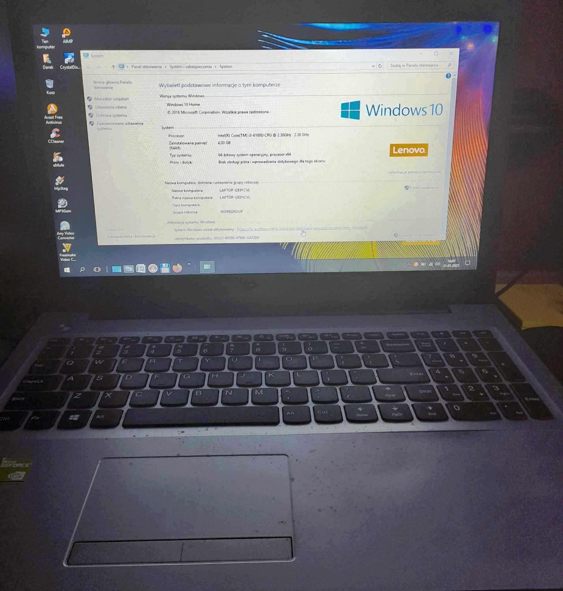 Laptop lenovo ideapad 310-15isk  16'' Intel Core i3