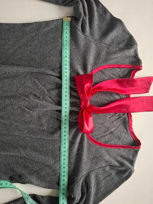 Damska góra piżamy Italian Fashion S/M bordowa kokarda długi rękaw