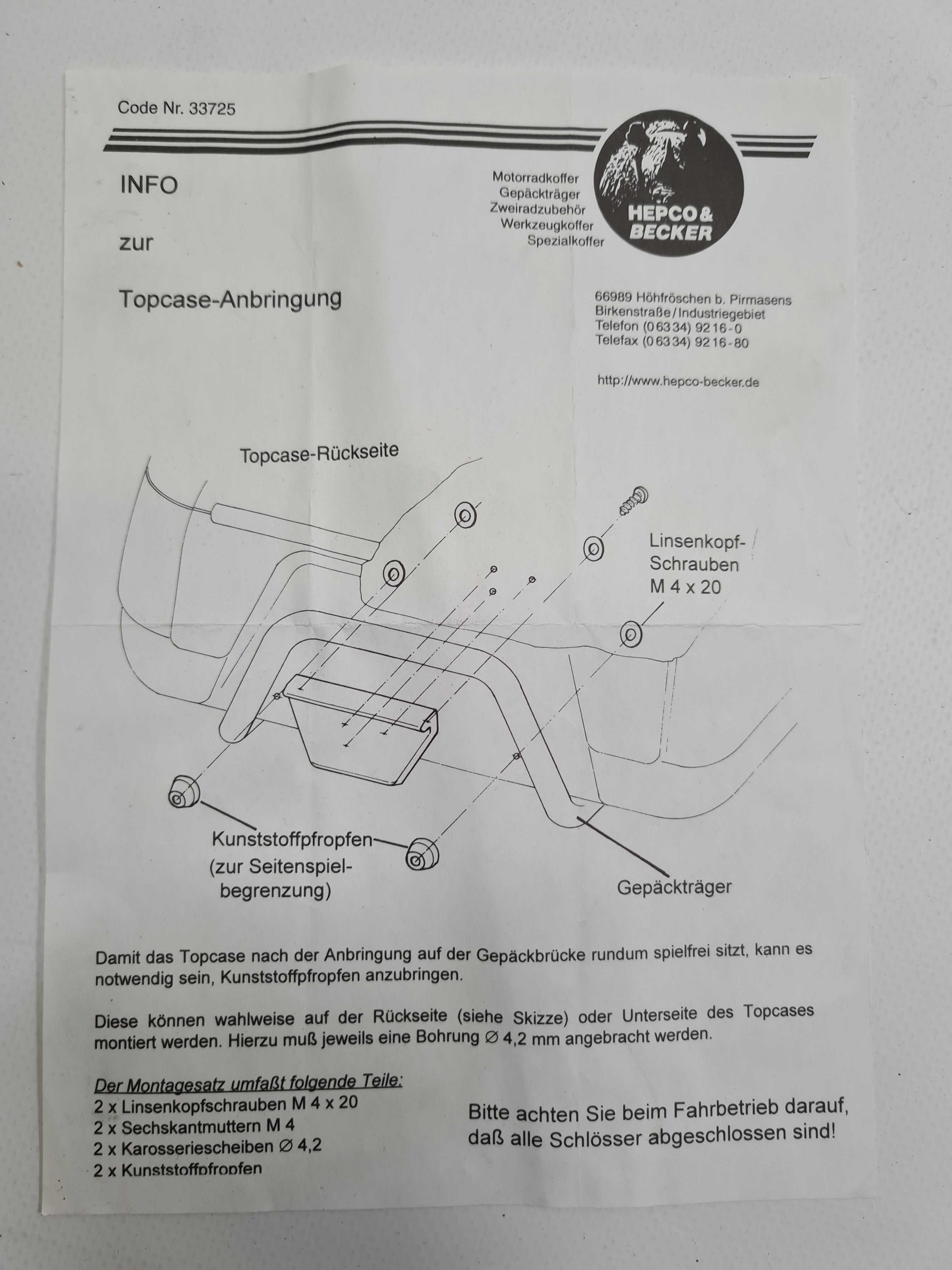 Bagażnik tył uchwyt HONDA SUZUKI BMW Hepco & Becker NOWY