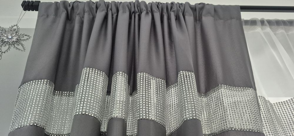 2szt. Szare zasłonki cyrkonie