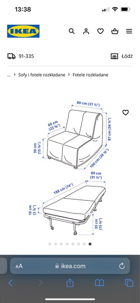 Fotel rozkladany LYCKSELE IKEA