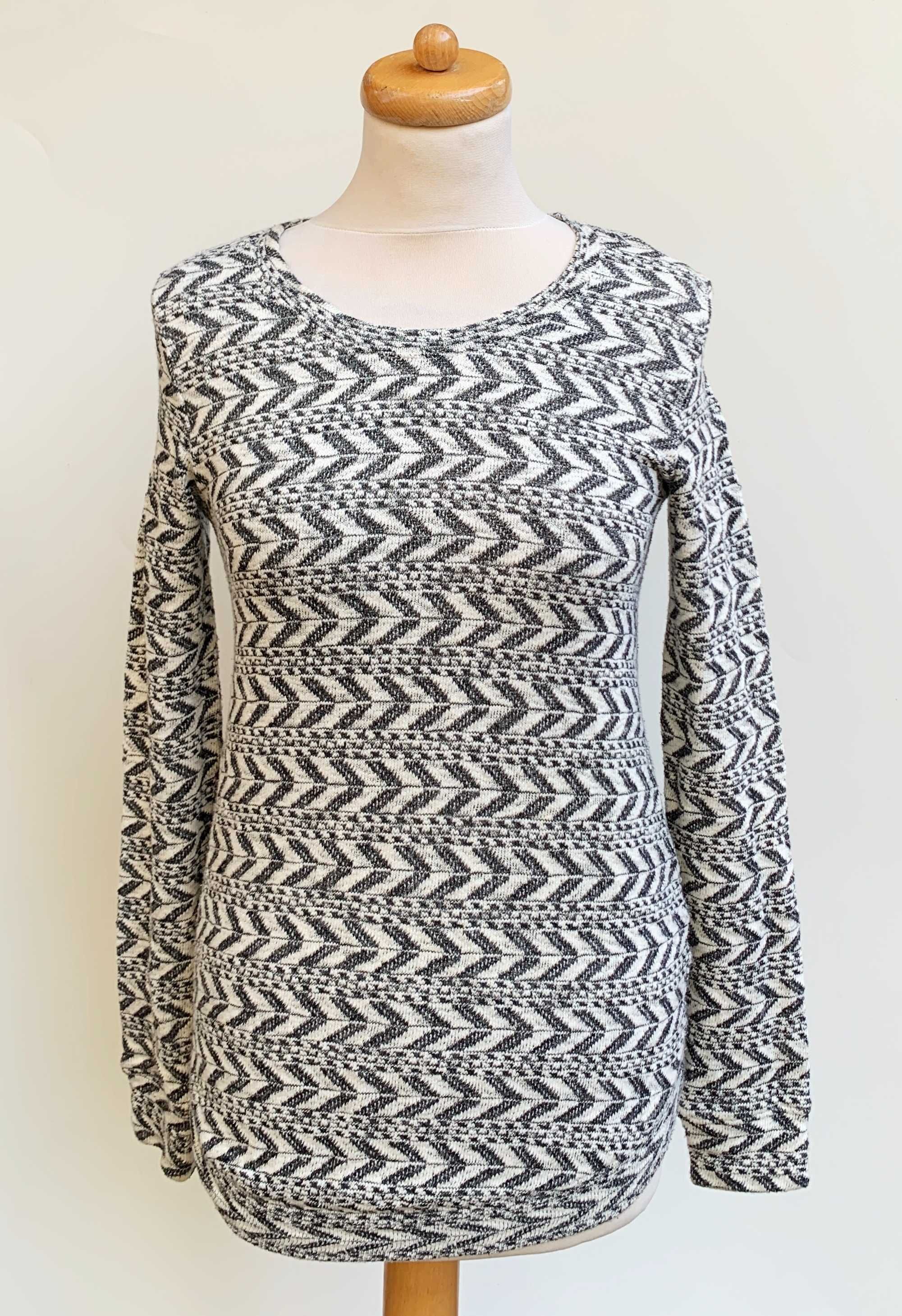Sweter Ciążowy H&M Mama XS 34 Wzory Czarny Biały Ciąża