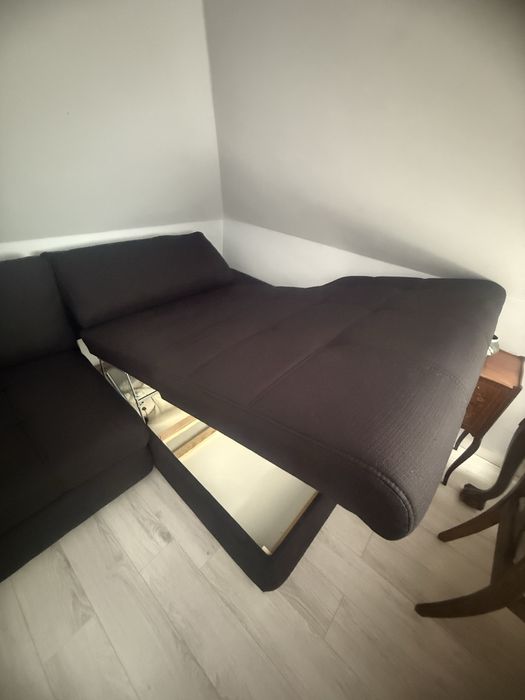 Sofa czarna z funkcją spania rozkładana rogówka  2,8 m