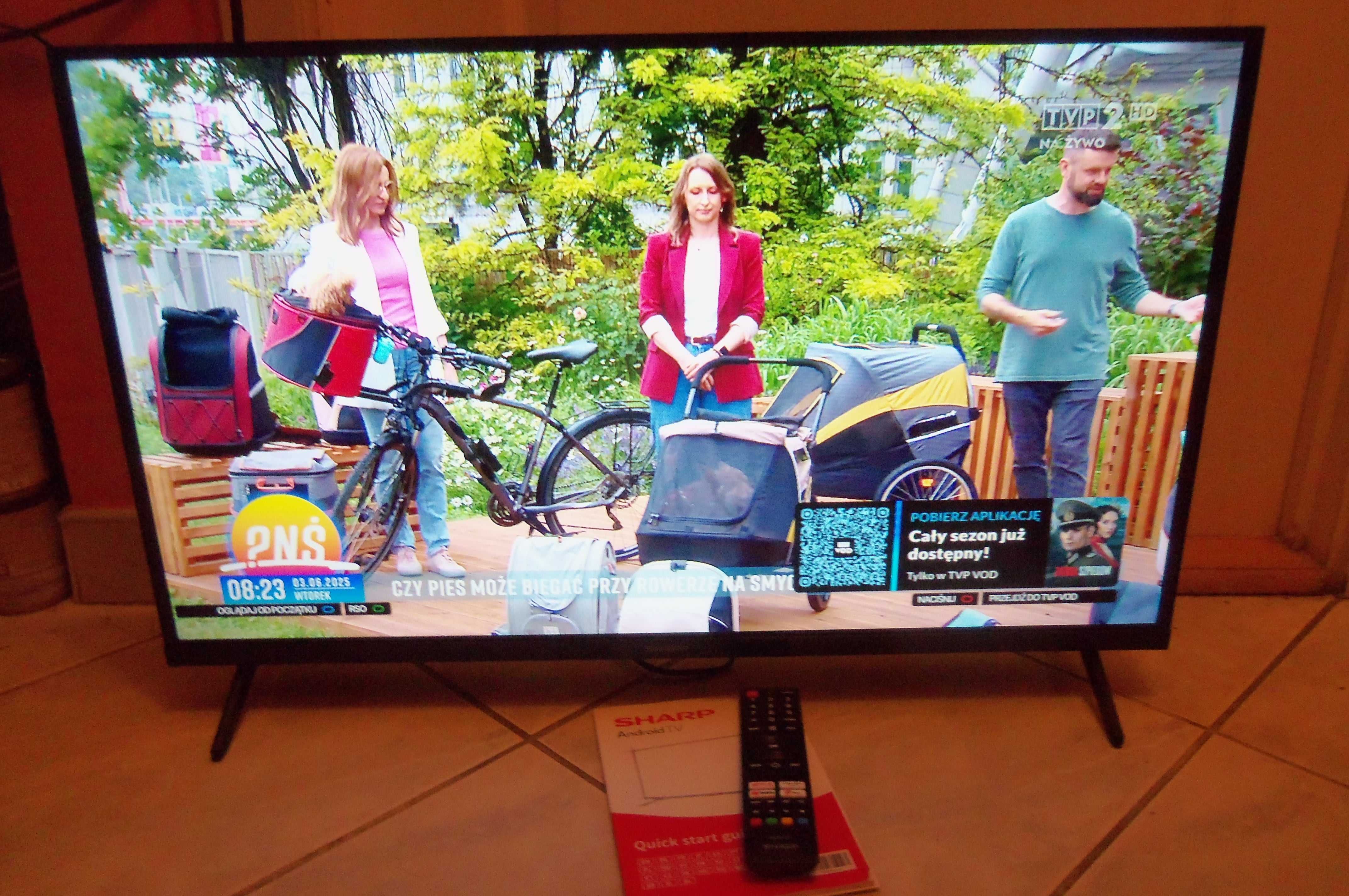 Sharp 32 cale, SMART,WIFI, dvb-t2 h.265,USB,HDMI, pilot, NA GWARANCJI.