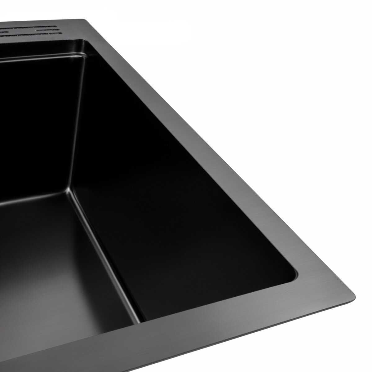 кухонная мойка 60*50 PVD черная HANDMADE с подставкой для ножей