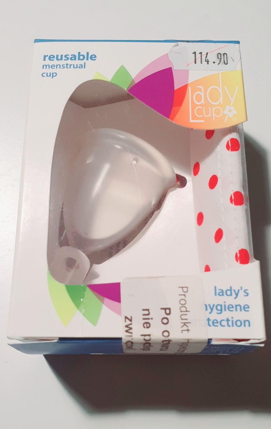 Kubeczek menstruacyjny z woreczkiem w kropki Lady cup