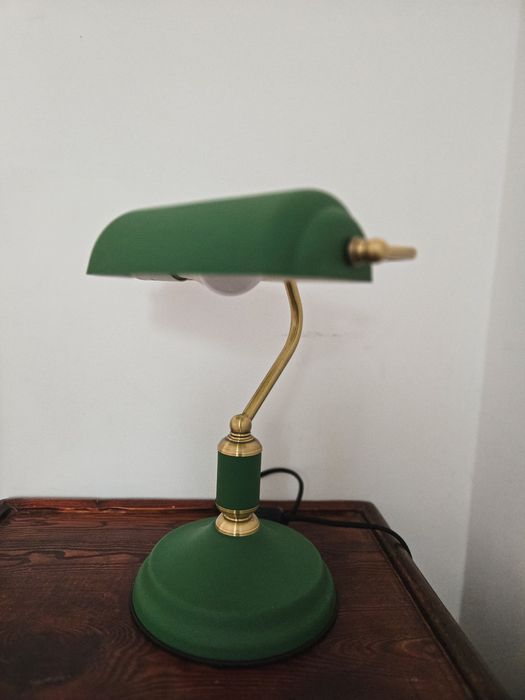 Lampka biurkowa w stylu vintage zielona Leitmotiv