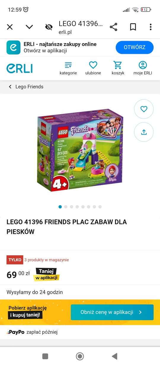 LEGO friends plac zabaw dla piesków
