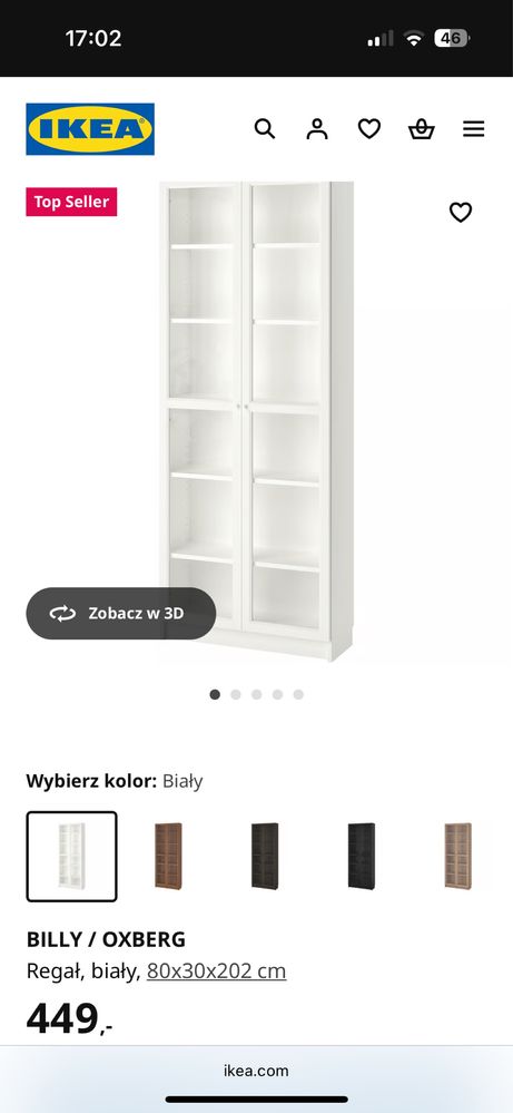 Rezerwacja Regał BILLY Ikea