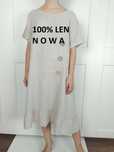 Nowa lniana swobodna sukienka 100% len puro lino S M L XL uniwersalna