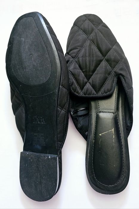 Klapki czarne pikowane Zara mule rozmiar 37