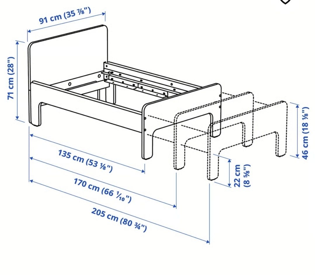 Cama branca extensível