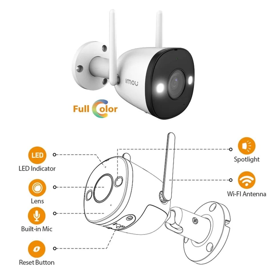 Камера видеонаблюдения Imou Bullet 2E  (4 mp] LED подсветка