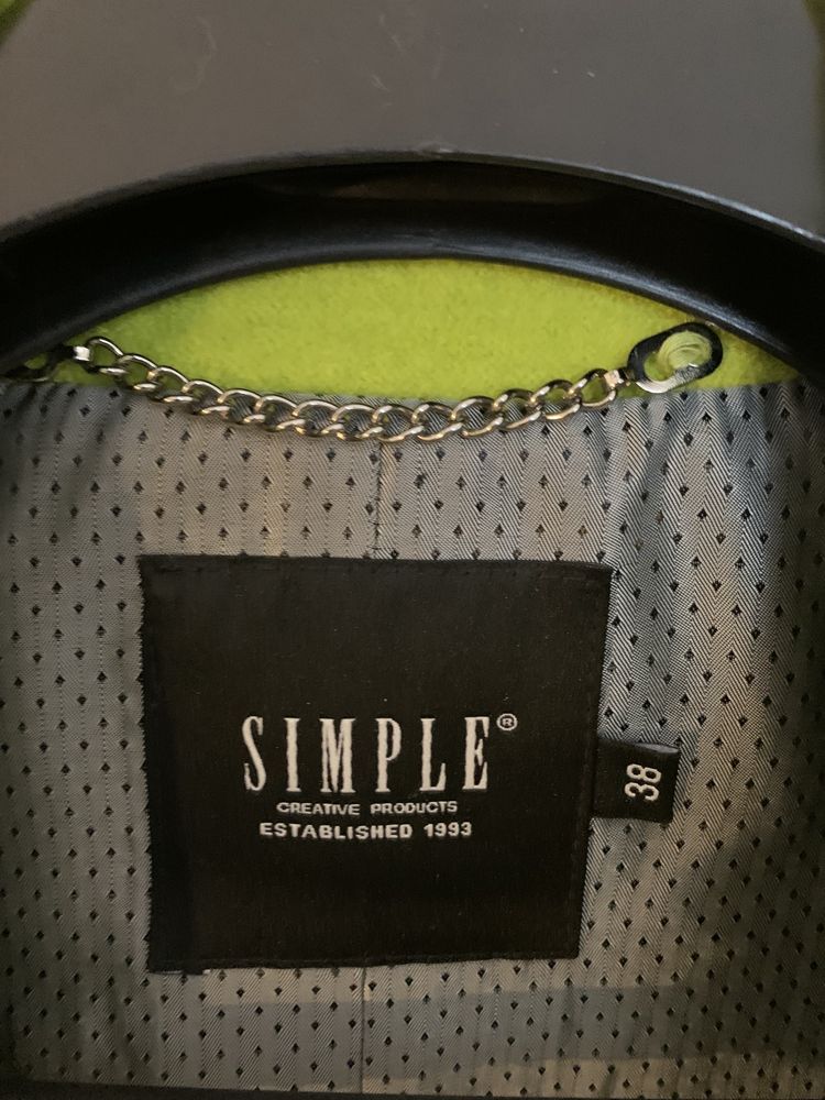 Wełniany płaszcz Simple Lime Green